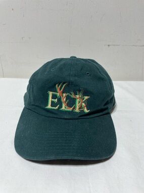Vintage Elk Deer Hat Head To Toe Strapback Green Hunting Outdoors Dad Cap